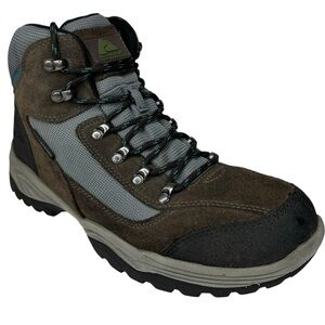 Mens Ozark Trail Hiking Boots Gray & Black Leather Lace Up Waterproof Size 9.5